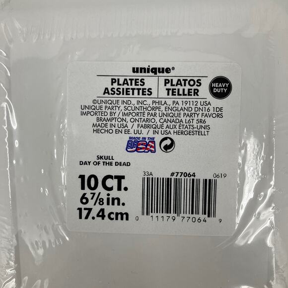 Unique Black Sugar Skull Day Of The Dead Halloween Party Paper Desert Plates Set - Picture 2 of 4